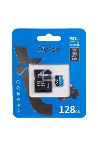 Флеш карта MicroSDXC 128GB Netac Class 10 UHS-I U1 P500 Standart + адаптер [NT02P500STN-128G-R]