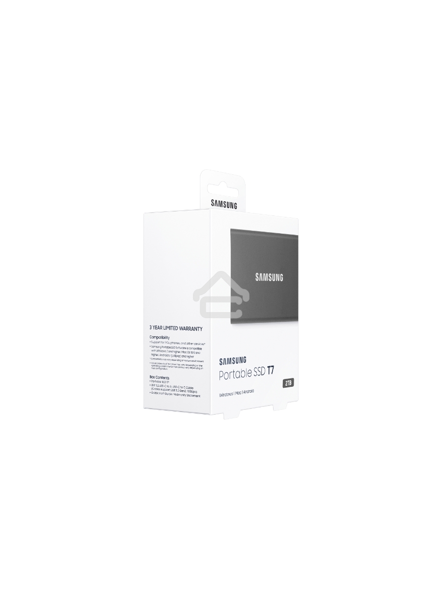 Твердотельный накопитель Samsung SSD 2TB T7, USB Type-C, R/W 1000/1050MB/s, Titanium