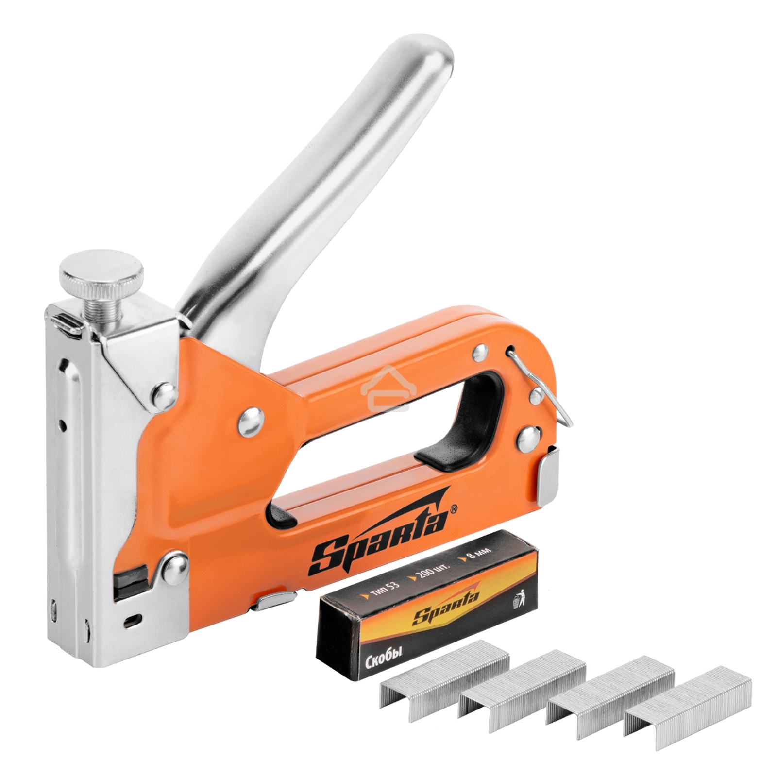 Степлер SPARTA 42002 мебельный регулируемый со скобами 200шт тип скобы №53 4-14мм