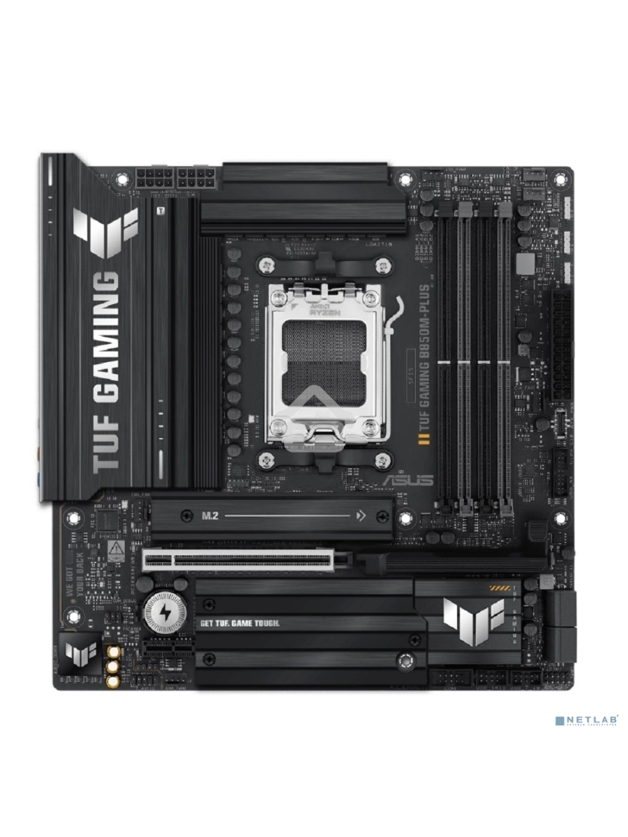 Материнская плата ASUS TUF Gaming B850M-Plus, AM5, AMD B850, 4xDDR5, 4xSATA, 3xM.2, 1xPCIe 5.0 x16, 1xPCIe 4.0 x4, 1xPCIe x1, 1xDP, 1xHDMI, 1x2.5Gb LAN, 4xUSB 2.0, 4xUSB 3.2 Gen 1, 3xUSB 3.2 Gen 2, 1xUSB-C, 3x3.5 мм, 7.1, mATX