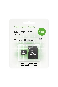 Флэш карта QUMO QM4GMICSDHC4 4Gb MicroSDHC Class 4, SD adapter