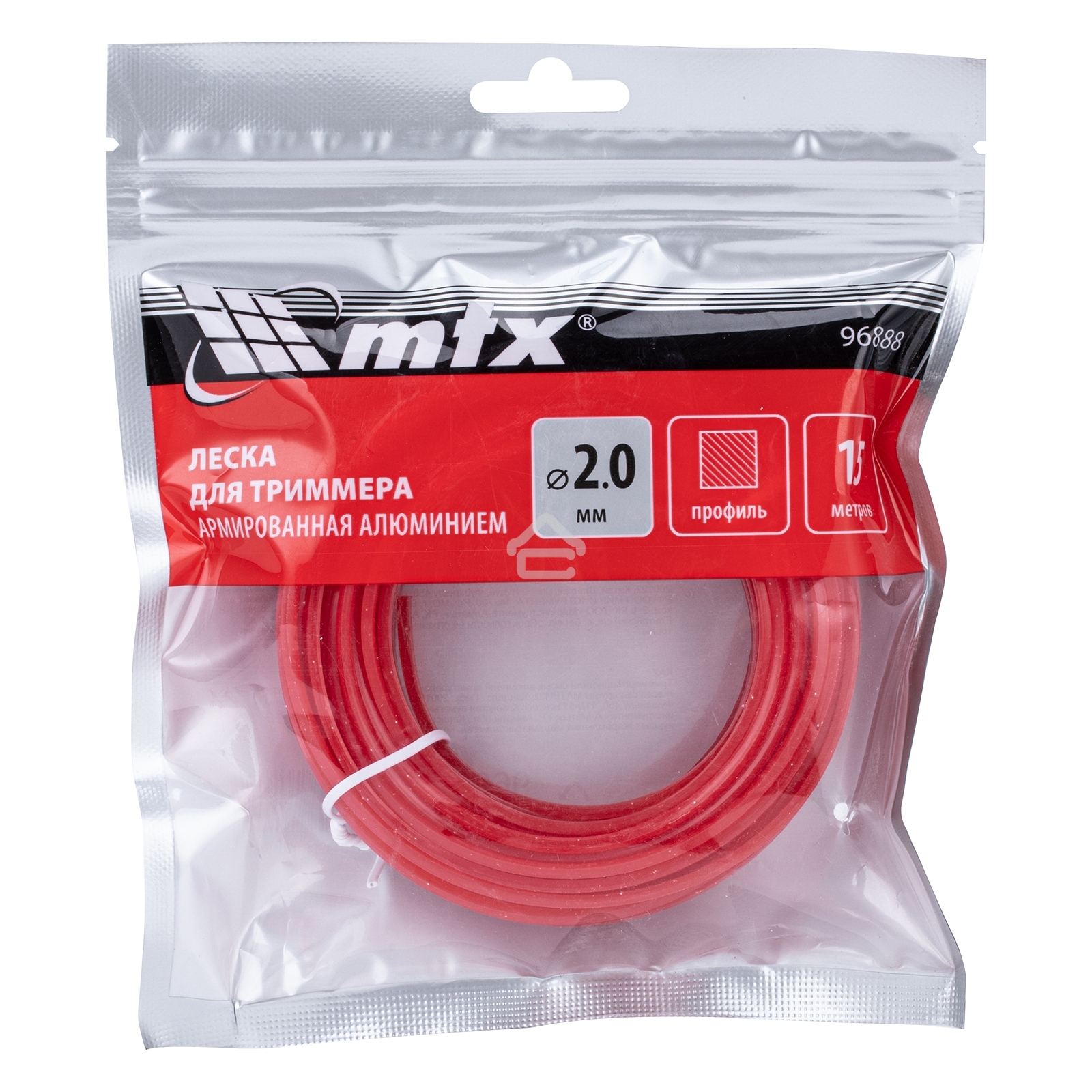 Леска для триммера MTX армированная алюминием квадрат 2,0 мм х 15 м
