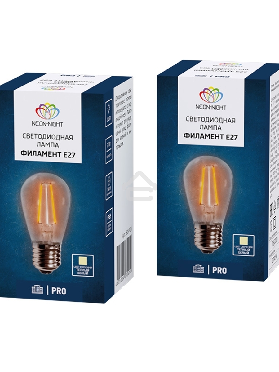 Ретро лампа Filament ST45 E27, 2W, 230В Теплая белая 3000K