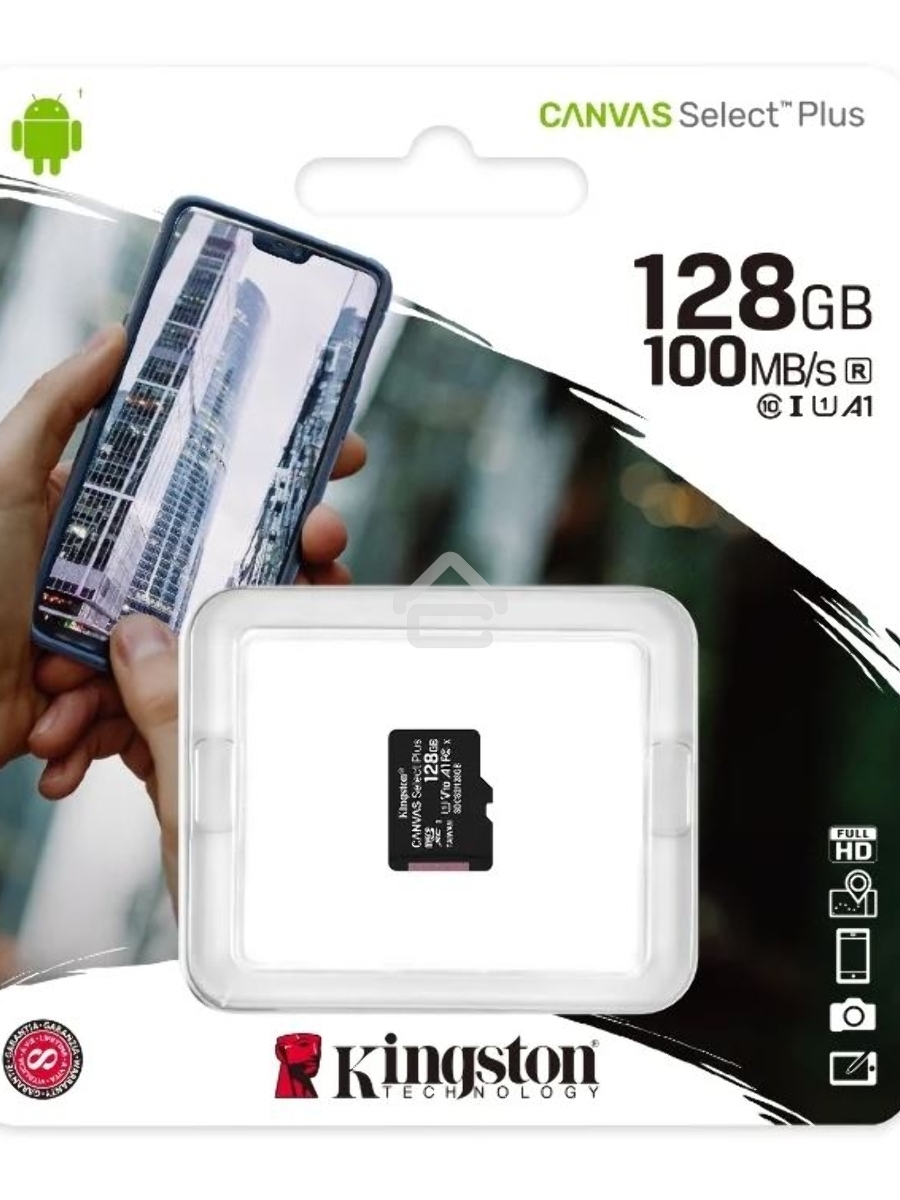 Флеш карта Kingston 128GB micSDXC Canvas Select Plus 100R A1 C10 Single Pack w/o ADP EAN: 740617299076