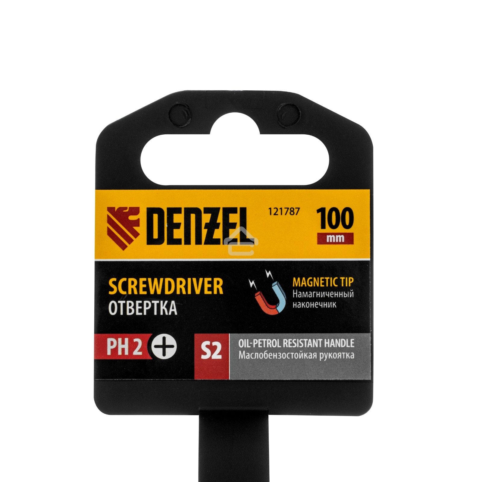 Отвертка Denzel PH2х100 мм, S2, 3к рукоятка