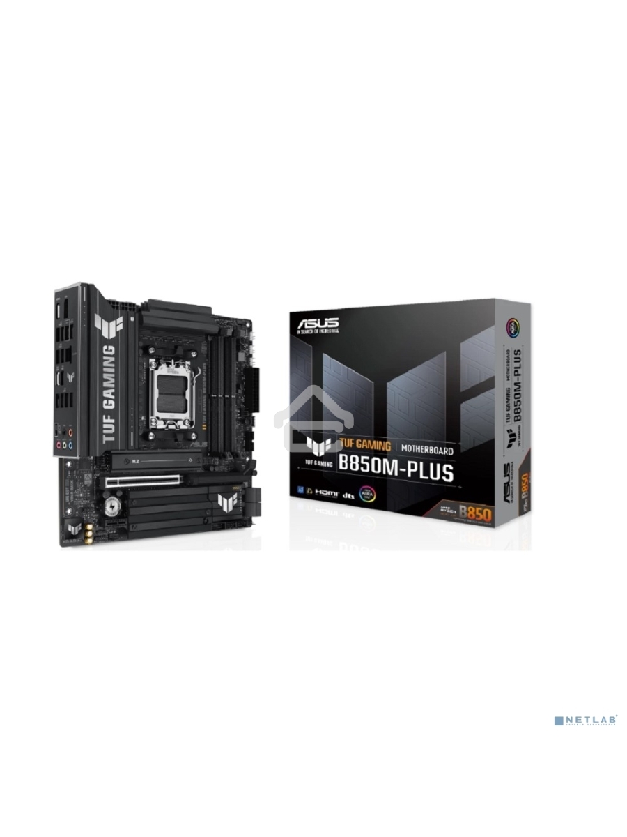Материнская плата ASUS TUF Gaming B850M-Plus, AM5, AMD B850, 4xDDR5, 4xSATA, 3xM.2, 1xPCIe 5.0 x16, 1xPCIe 4.0 x4, 1xPCIe x1, 1xDP, 1xHDMI, 1x2.5Gb LAN, 4xUSB 2.0, 4xUSB 3.2 Gen 1, 3xUSB 3.2 Gen 2, 1xUSB-C, 3x3.5 мм, 7.1, mATX