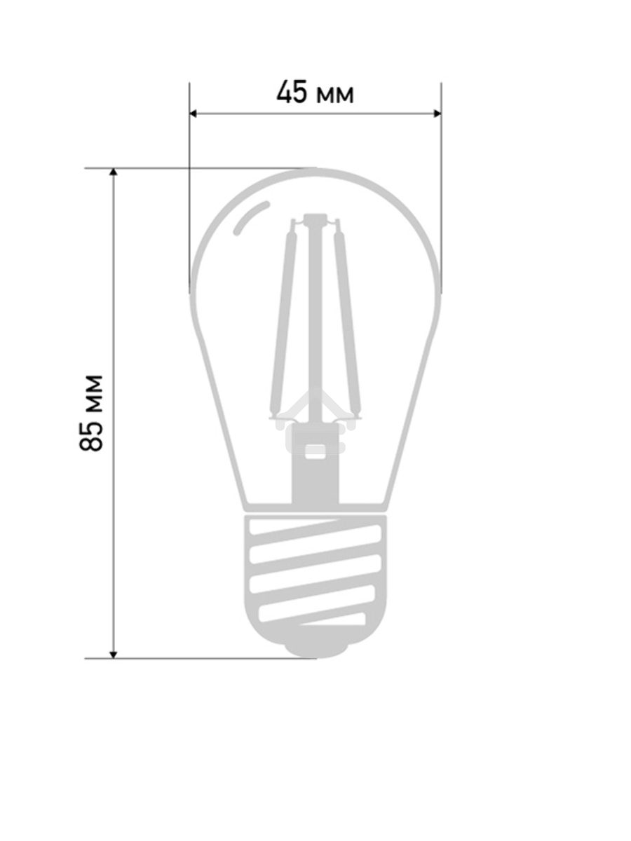 Ретро лампа Filament ST45 E27, 2W, 230В Теплая белая 3000K