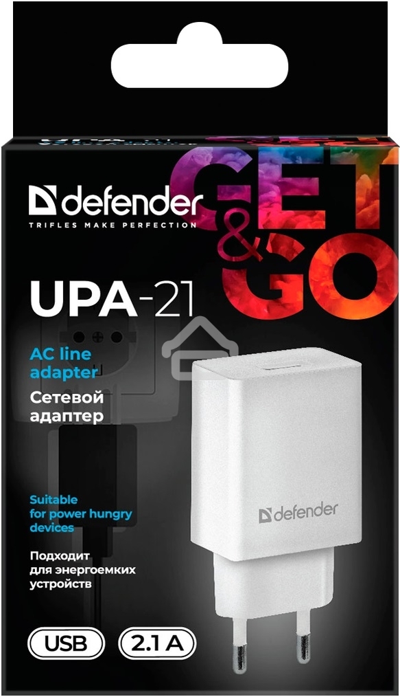 Сетевой адаптер Defender 1xUSB, 5V/2.1А, белый (UPA-21)