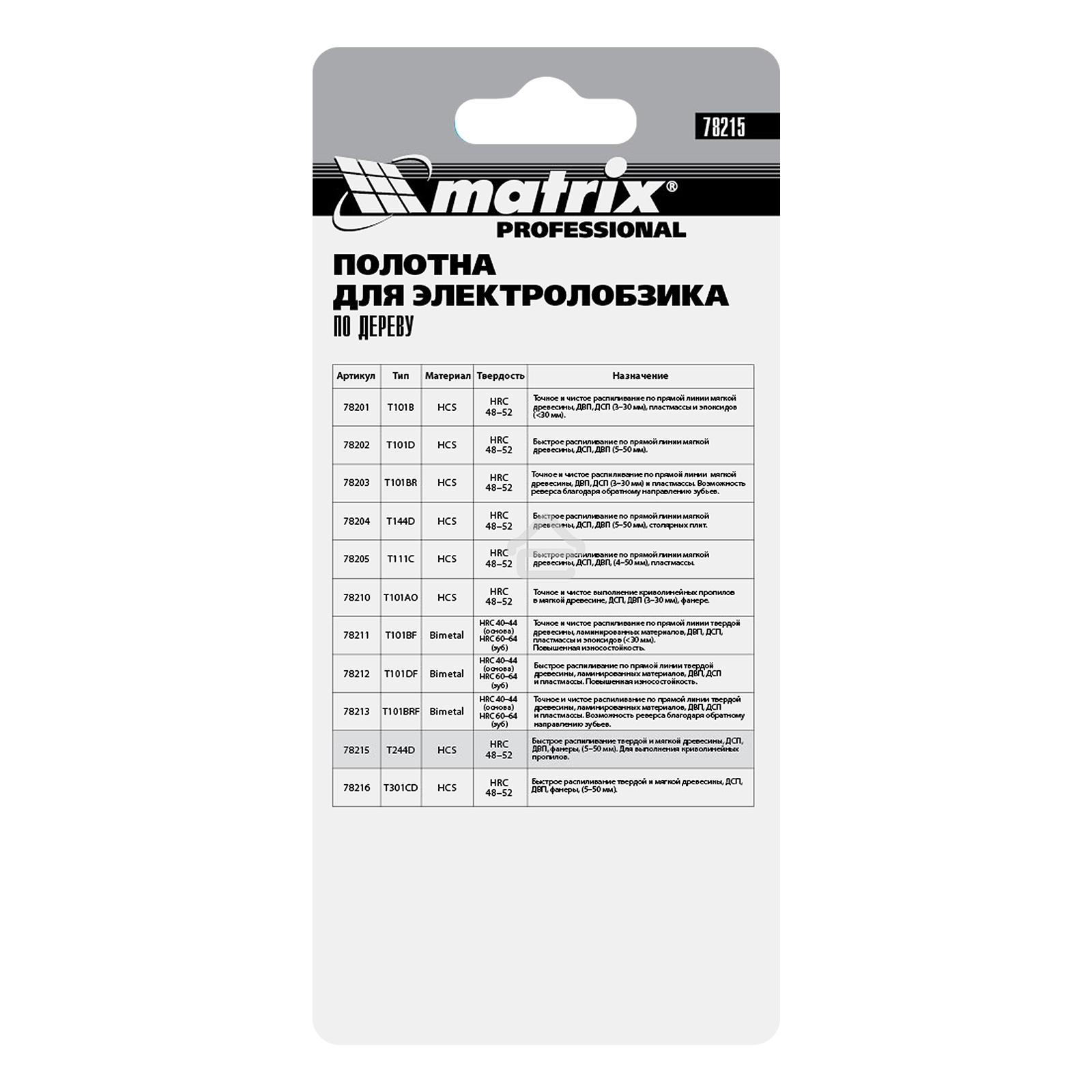 Полотна для электролобзика Matrix по дереву, 3 шт. T244D, 75 x 4мм, HCS