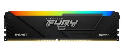 Оперативная память Kingston Fury Beast, DDR4, 32GB (2x16GB), 3600MHz, CL18, DIMM, с радиатором, RGB, черный