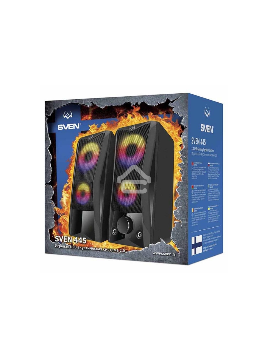 Колонки Sven 445, чёрный, USB, 2.0,2x3 Вт(RMS), подсветка