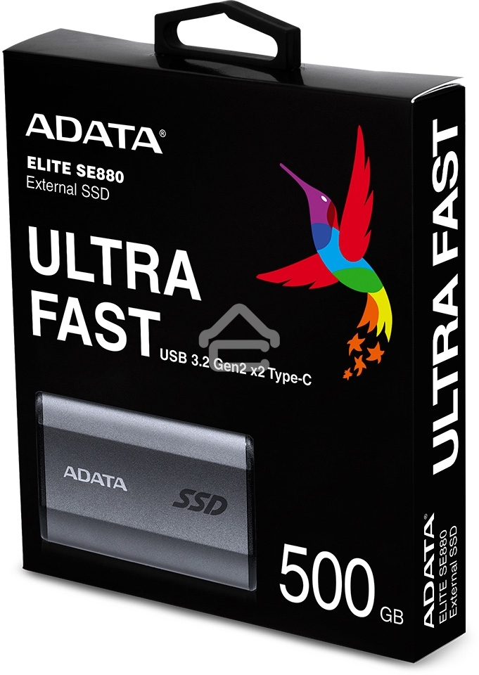 Внешний жесткий диск ADATA 500ГБ USB-C, SE880, R/W 2000MB/2000MB/s, серый