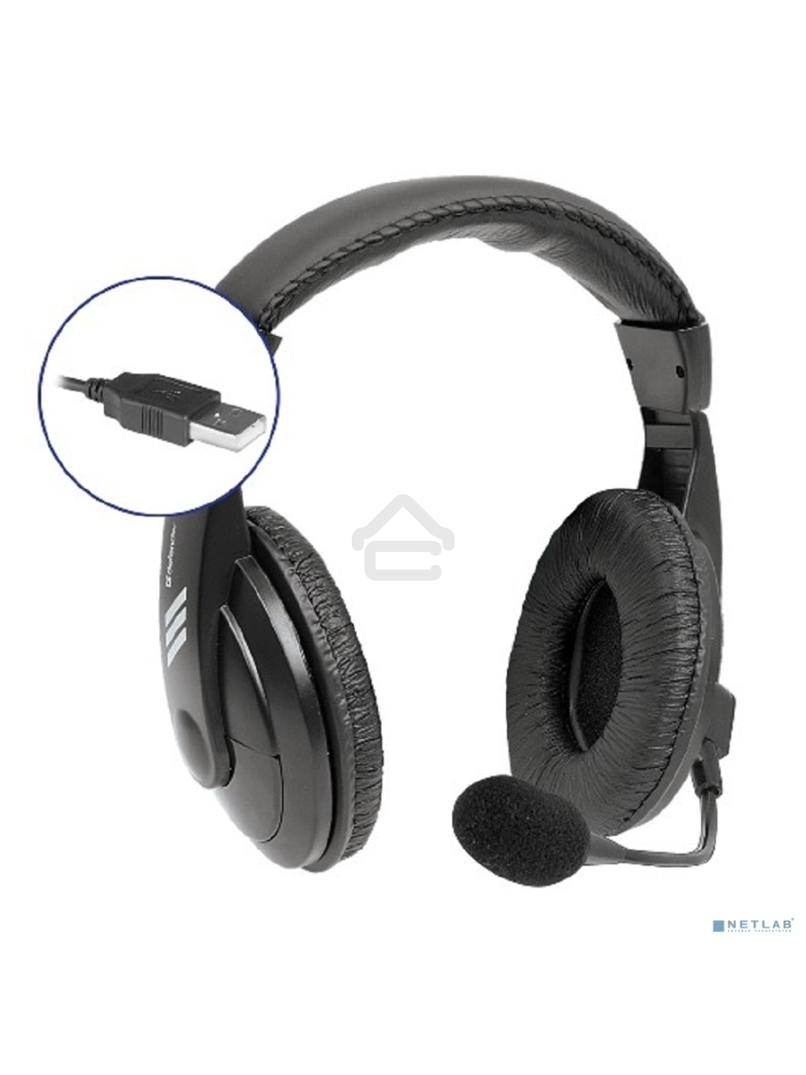 Гарнитура Defender Gryphon 750U USB, черный, 1.8м кабель