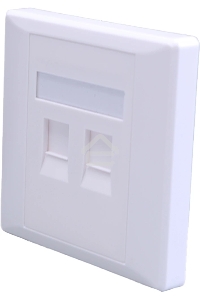 Панель Suprlan 10-0334-1, лицевая со шторкой 80x80, 2xKeystone ABS пластик, белый