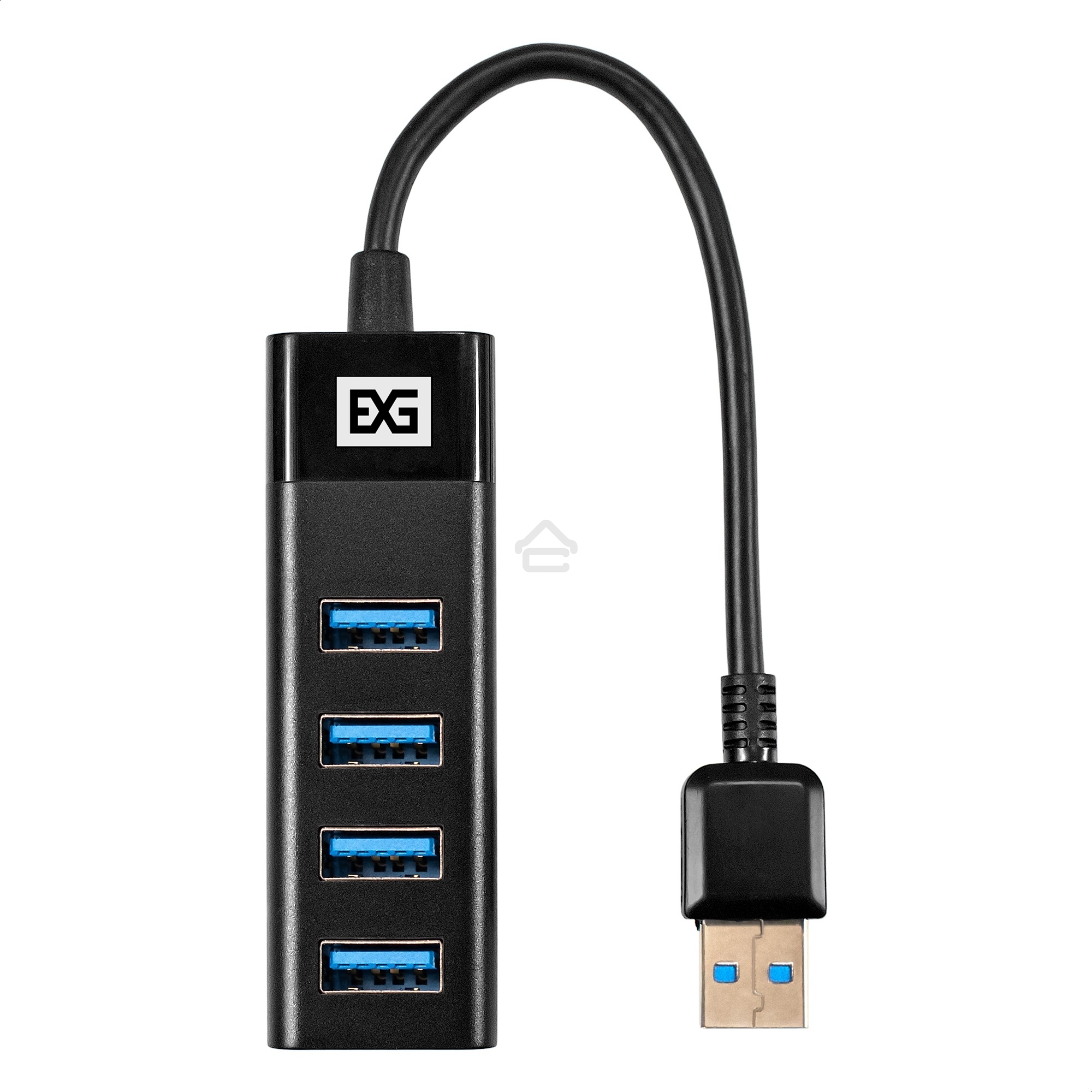 Хаб USB (концентратор) 4-в-1 ExeGate DUB-4TP (кабель-адаптер USB3.0 --> 4xUSB3.0, Plug&Play, черный)