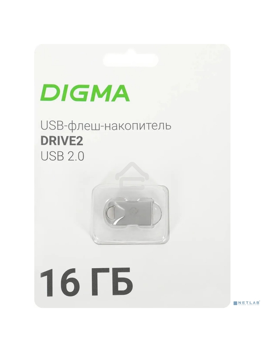 Флеш диск Digma 16Gb DRIVE2 DGFUM016A20SR USB2.0 серебристый