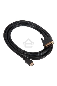 Кабель HDMI-DVI Cablexpert CC-HDMI-DVI-15, 19M/19M, single link, медь, позол.разъемы, экран, 4.5м, черный, пакет