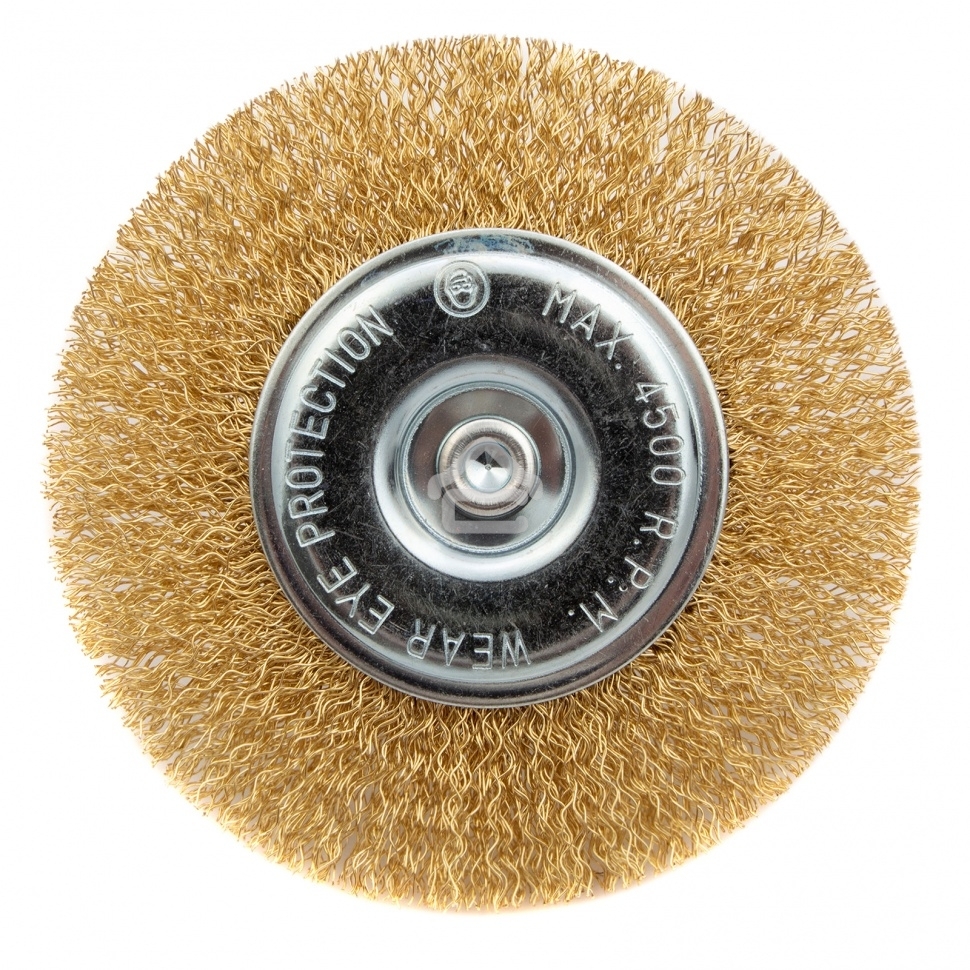 Щетка Matrix для дрели 100 мм, плоская со шпилькой, латунированная витая проволока