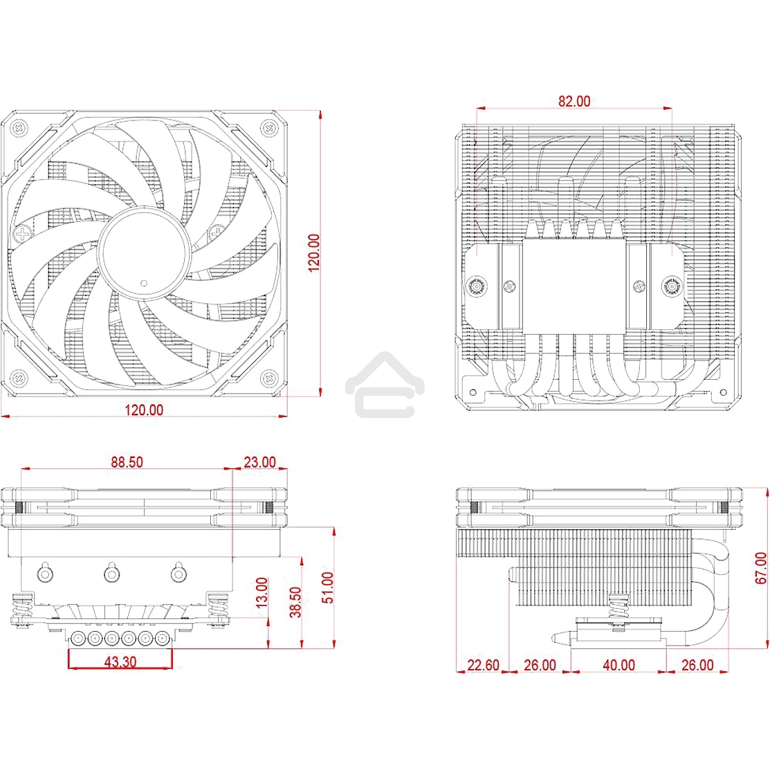 Устройство охлаждения(кулер) ID-Cooling IS-67-XT черный 120мм алюминий+медь 2200rpm 35db 4-pin 150W 67мм