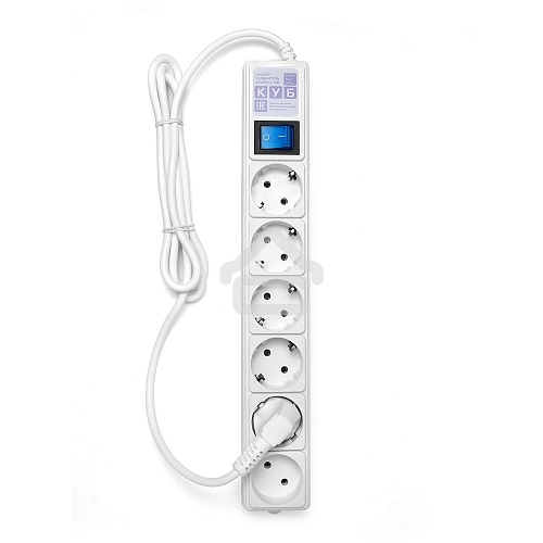 Сетевой фильтр Power Cube 1,9 м 6 розеток (белый) 16B/3,5 кВт