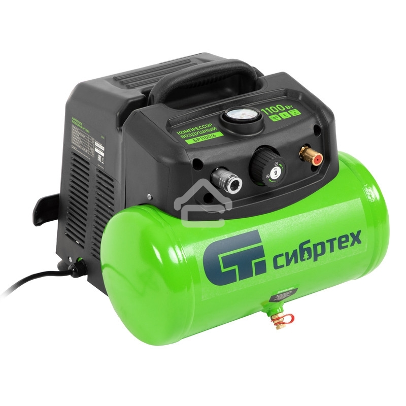 Компрессор воздушный безмаслянный Сибртех BL 1100/6 1100Вт, ресивер 6 л, 180 л/мин