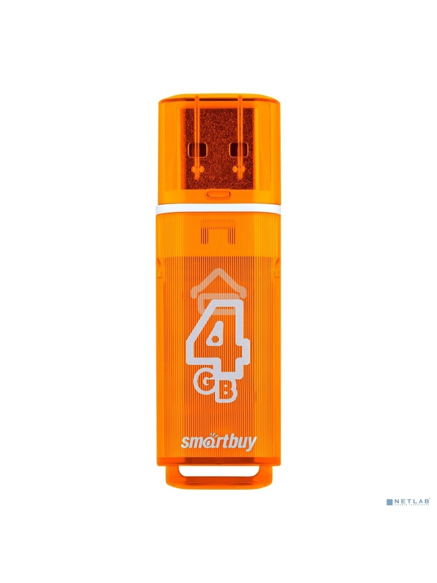 Флеш диск 4Gb USB Drive <USB2.0> Smartbuy Glossy series Orange (SB4GBGS-Or)