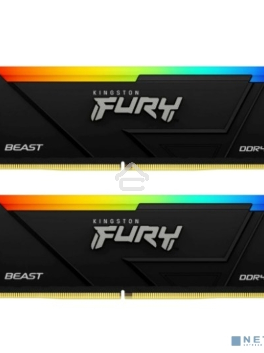 Оперативная память Kingston Fury Beast, DDR4, 16GB (2x8GB), 3600MHz, CL17, DIMM, с радиаторами, RGB, черный