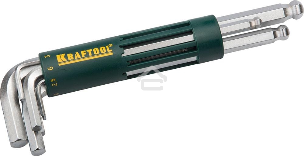 Набор KRAFTOOL EXPERT 27431-2_z01длинные с шариком.держатель-рукоятка.HEX 2-10мм.8 пред