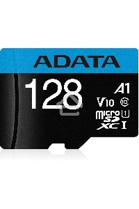 Флеш карта Micro SecureDigital 128Gb ADATA AUSDX128GUICL10A1-RA1 {MicroSDXC Class 10 UHS-I, SD adapter}