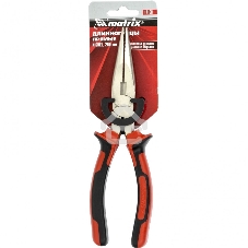 Длинногубцы Matrix NICKEL, 200 мм, прямые никелированные, двухкомпонентные рукоятки