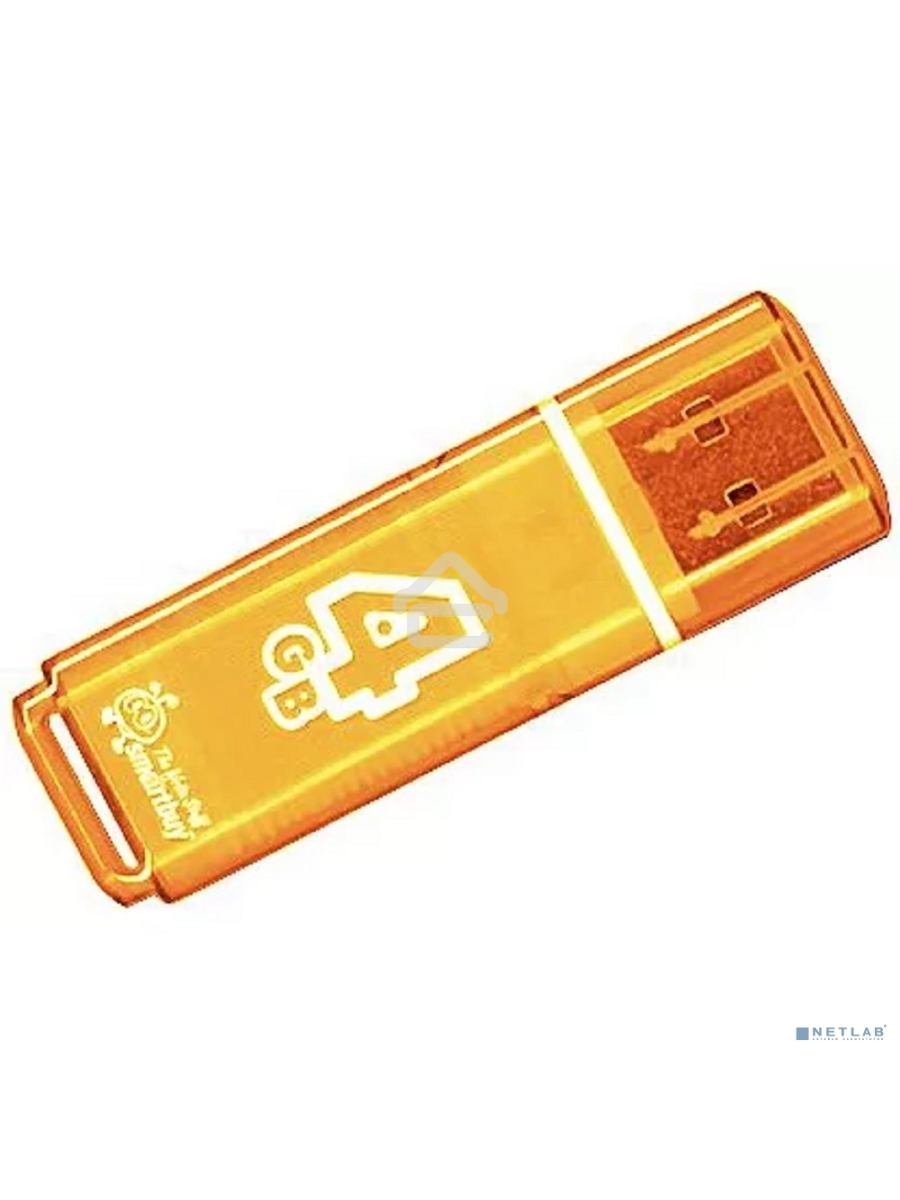 Флеш диск 4Gb USB Drive <USB2.0> Smartbuy Glossy series Orange (SB4GBGS-Or)