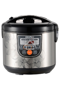 Мультиварка Centek CT-1498 (чёрный, сталь) 700Вт, 5.0л, 10 программ + 28 программ Мультишеф