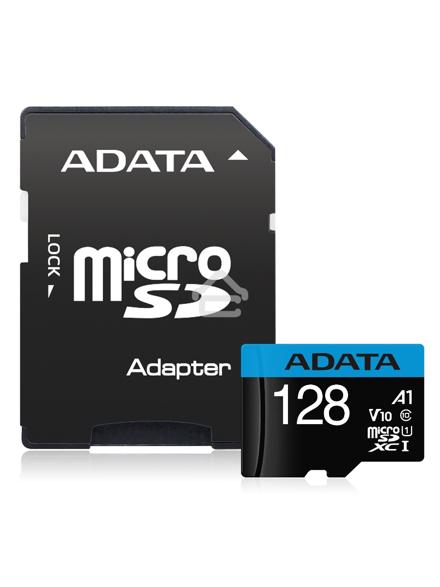 Флеш карта Micro SecureDigital 128Gb ADATA AUSDX128GUICL10A1-RA1 {MicroSDXC Class 10 UHS-I, SD adapter}