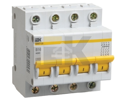Выключатель автоматический модульный 4п C 16А 4.5кА ВА47-29 ИЭК MVA20-4-016-C