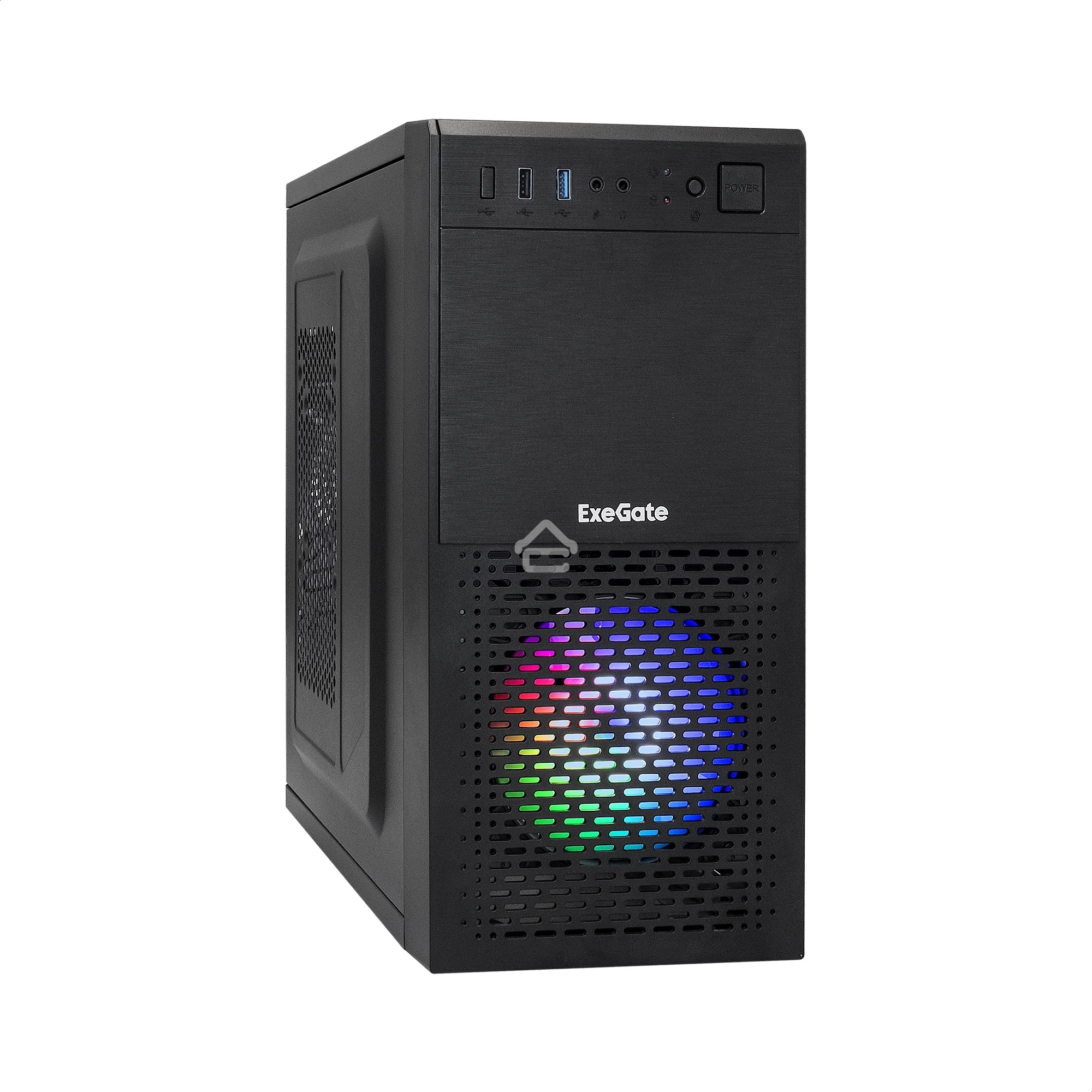 Компьютерный корпус Minitower ExeGate mEVO-7807-NPX600 (mATX, БП 600NPX 12см, 1хUSB+1хUSB 3.0, черный 1x12см с RGb подсветкой)