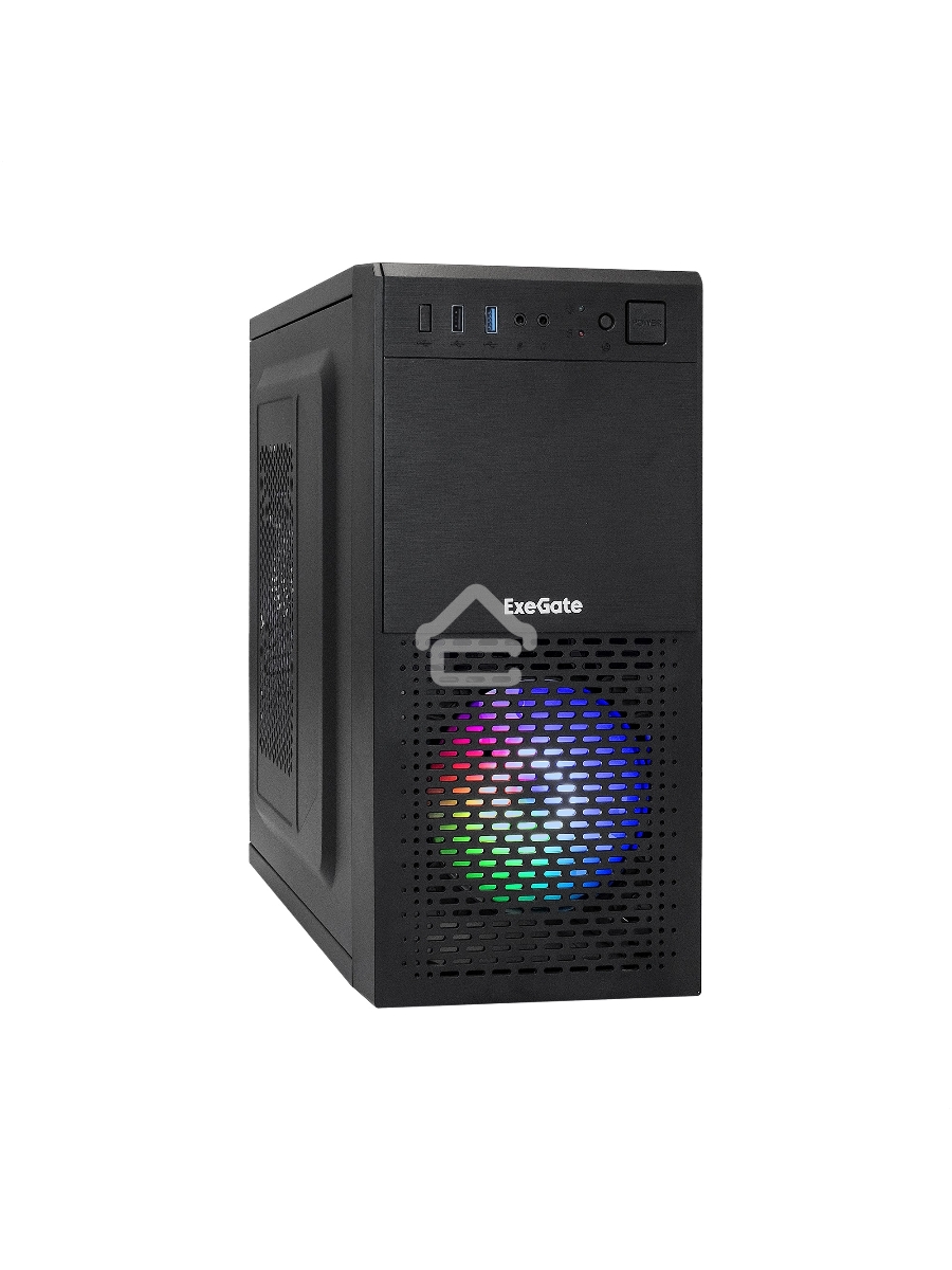 Компьютерный корпус Minitower ExeGate mEVO-7807-NPX600 (mATX, БП 600NPX 12см, 1*USB+1*USB3.0, черный 1x12см с RGB подсветкой)