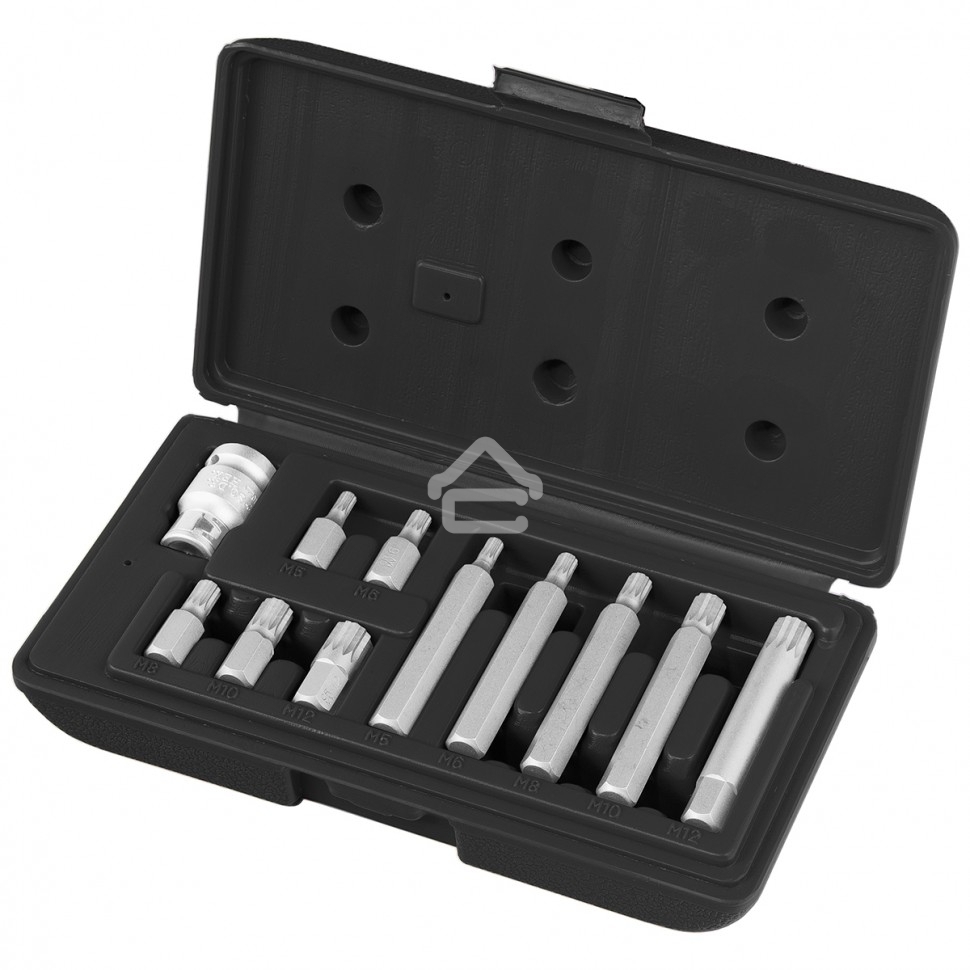 Набор бит SPLINE, шестигранный хвостовик 1 1/2'', CrV, 10 мм, 11 пред. Stels