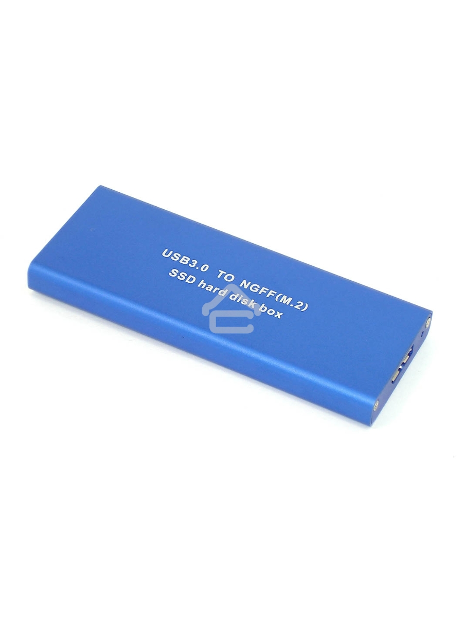Бокс для SSD диска NGFF (M2) с выходом USB 3.0 алюминиевый, синий