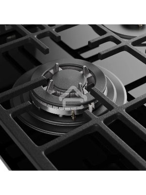 Варочная поверхность Kuppersberg FG 49 B газ, High-Tech, автоматический электроподжиг, газ-контроль, материал решеток чугун, форсунки под сжиженный газ, мощность конфорок 1,1.75,2.5 кВт, цвет черный