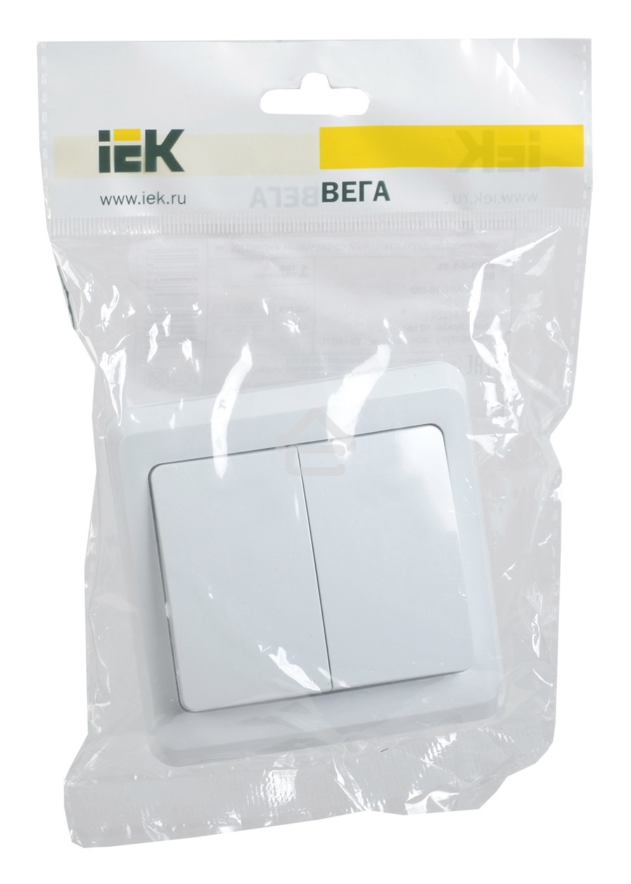 Выключатель 2-кл. СП Вега 10А IP20 ВС10-2-0-ВБ белый ИЭК EVV20-K01-10-DM