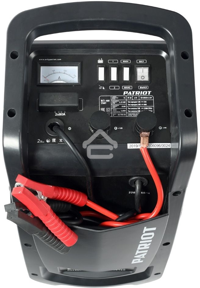 Устройство пуско-зарядное PATRIOT BCT-400 Start 220В±15% 2250Вт 12/24В з/п60/250А 65-700А/ч 14.5кг