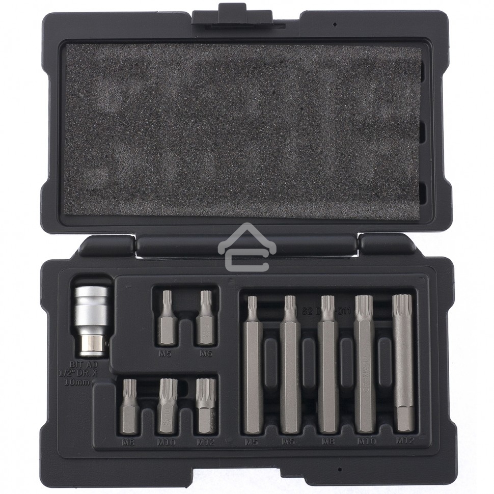 Набор бит SPLINE, шестигранный хвостовик 1 1/2'', CrV, 10 мм, 11 пред. Stels