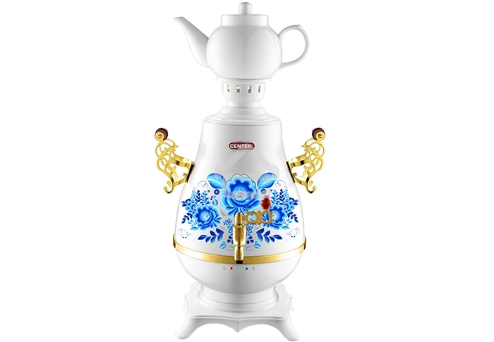 Самовар Centek CT-0092 A (белый+рисунок+золото), 4.0л, 2300Вт, поддерж.t + LED индикатор