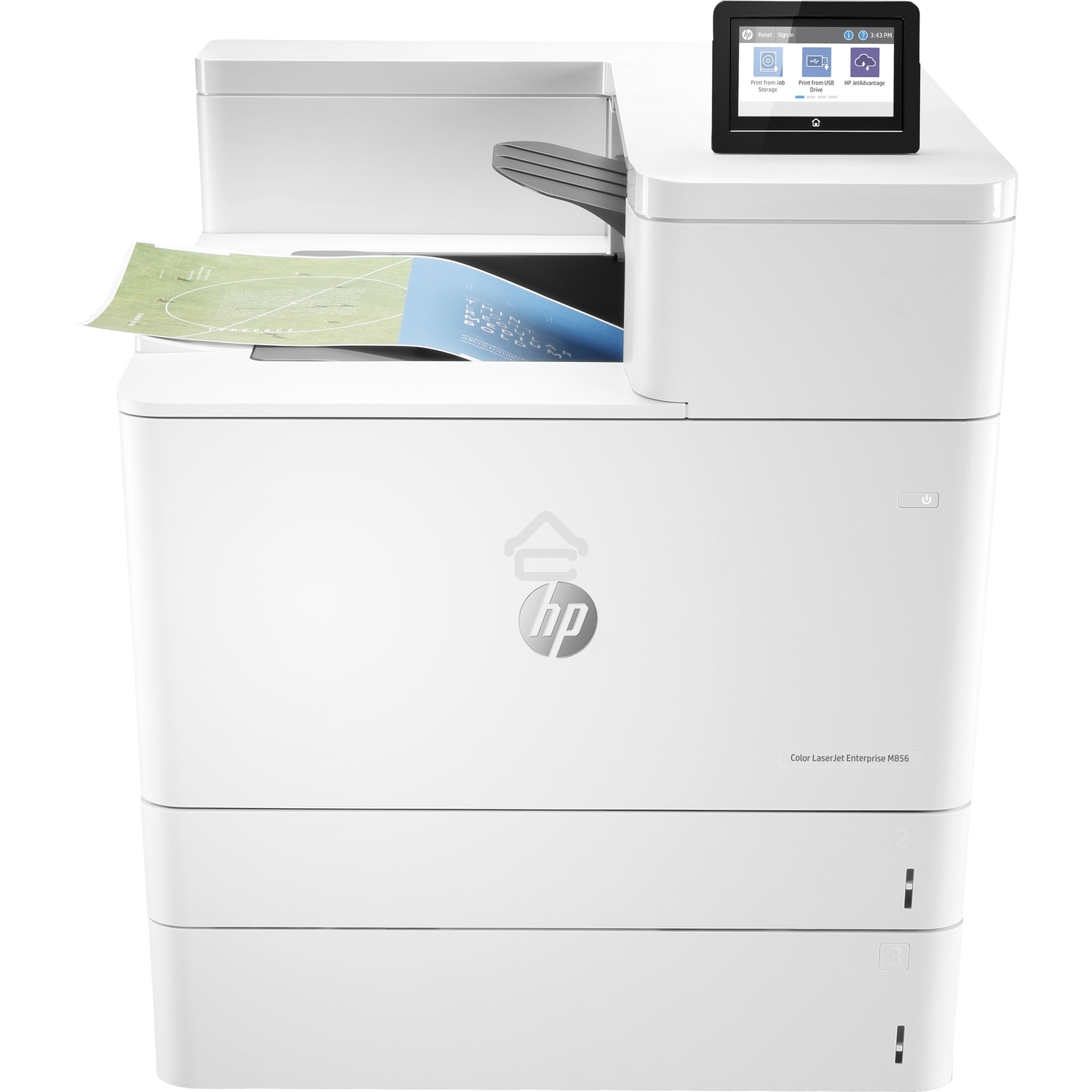 Принтер лазерный HP Color LaserJet Enterprise M856dn (A3, 1200dpi,ImageREt4800, 56(56) ppm, 1,5 Gb, 16Gb EMMC, Duplex, 2trays 550+100, 1y warr, cart. B 16K & CMY 13K pages in box, repl. A2W77A)
