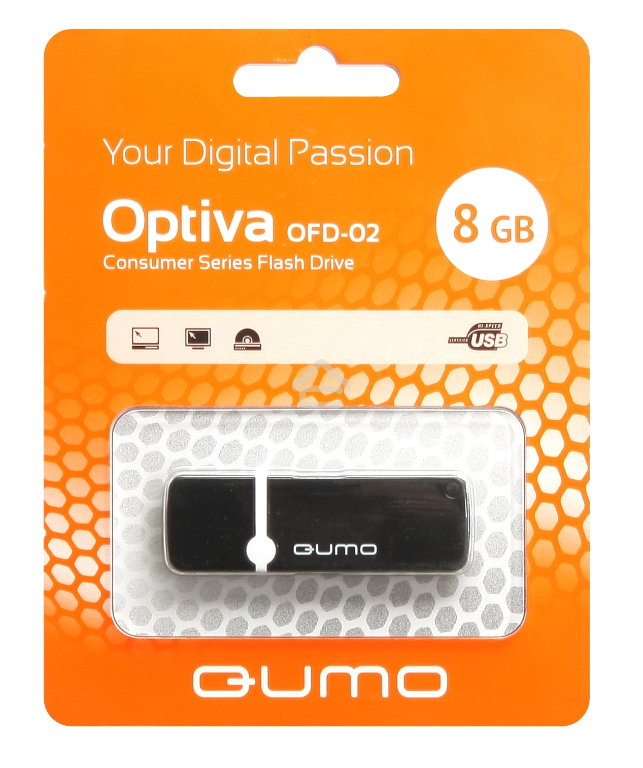 Флешка USB QUMO 8Gb, Optiva 02 Black QM8GUD-OP2 черный