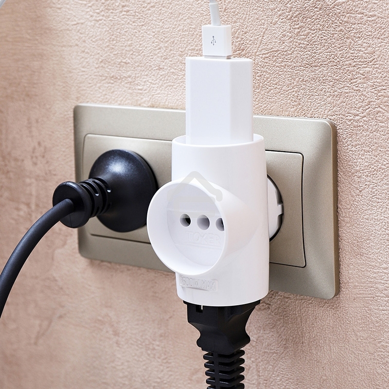 Тройник электрический Rexant 10 А без заземления белый