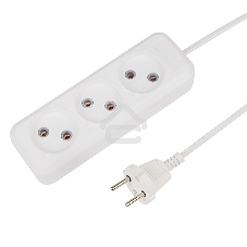 Удлинитель Rexant 3 гнезда, 10 м, 2х0.75 мм², б/з, белый (Сделано в России)