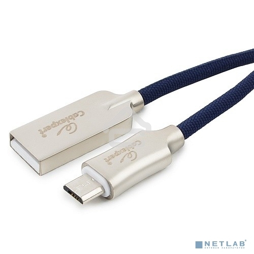 Кабель USB2.0 Cablexpert CC-P-mUSB02Bl-1.8M, AM/microB, серия Platinum, длина 1.8м, синий, блистер