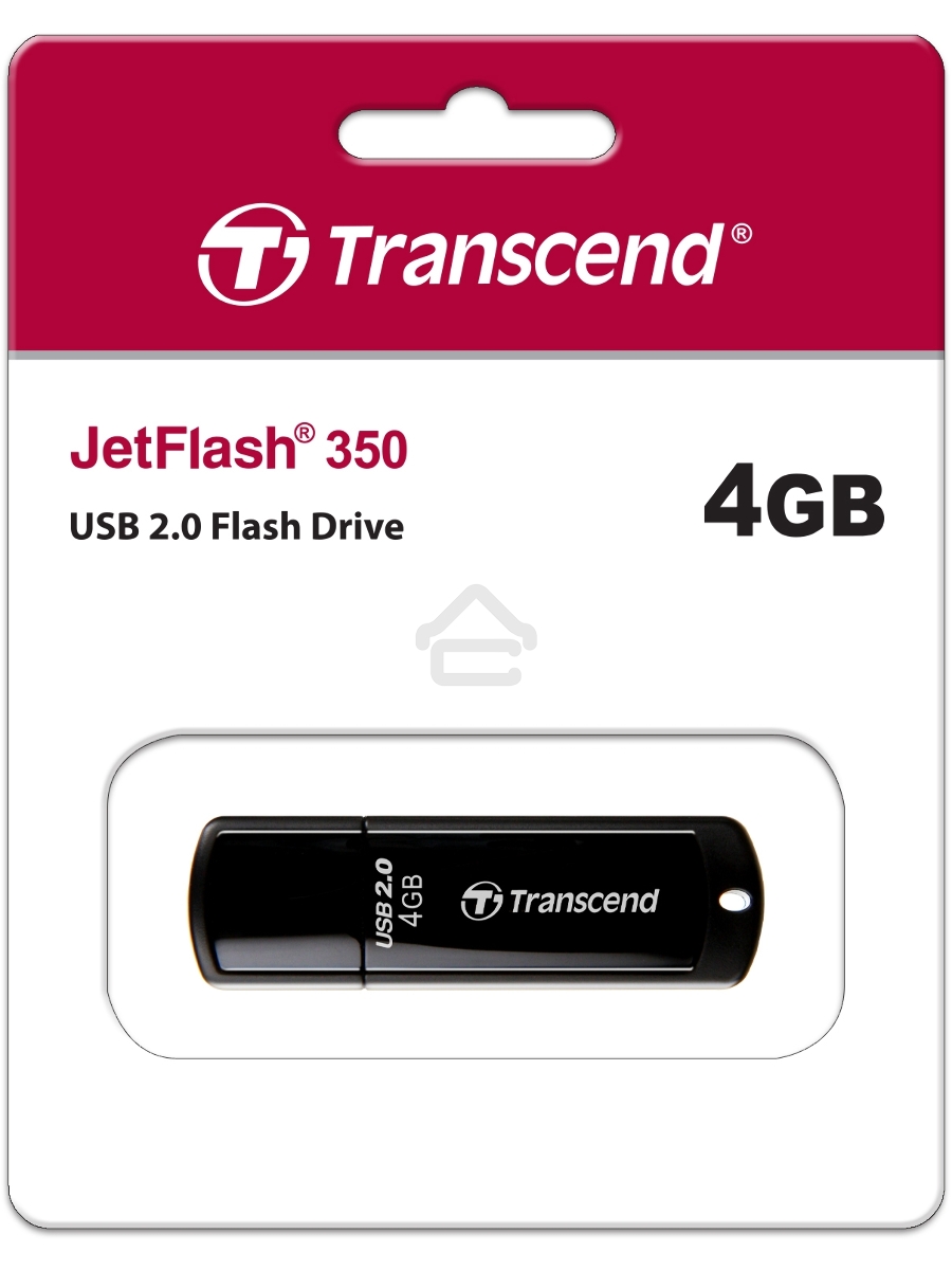 Флэш диск Transcend 4GB JetFlash 350, USB 2.0, Черный