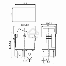 Выключатель клавишный 250V 6А (4с) ON-OFF зеленый с подсветкой Mini Rexant